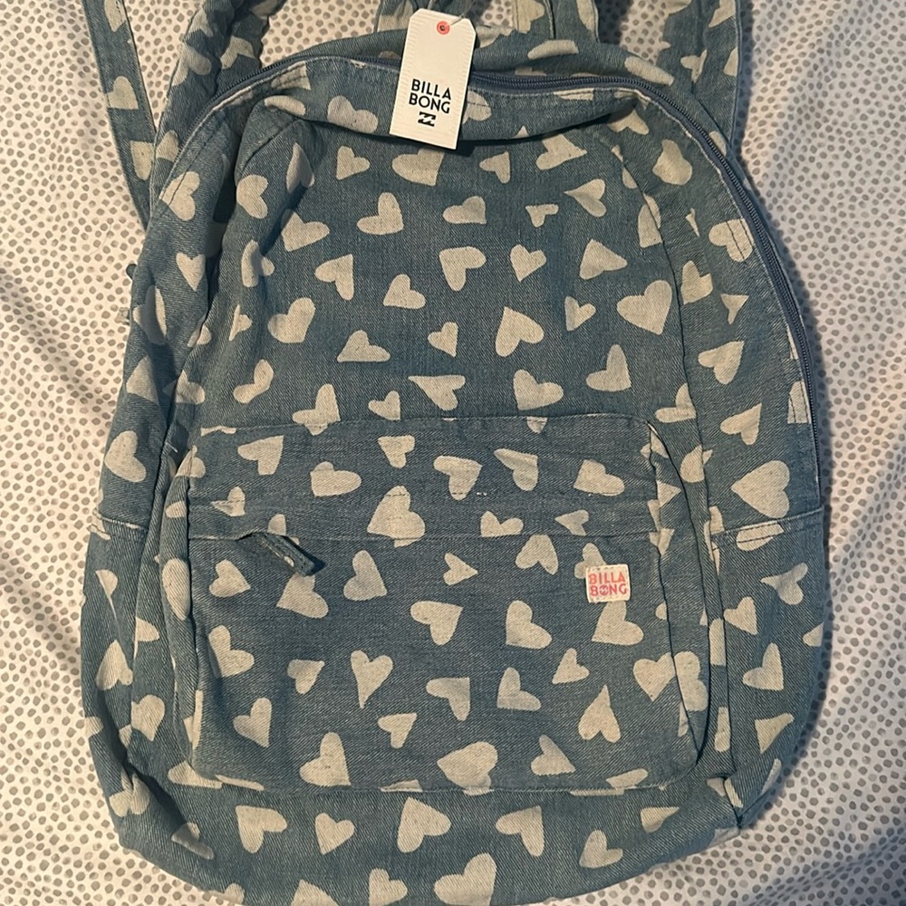 Billabong Denim Hearts backpack NWT